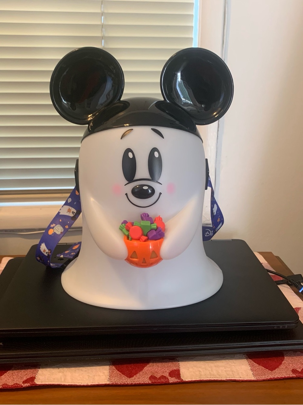 Disney White & Black Mickey Ghost Treat Bucket with Purple Strap